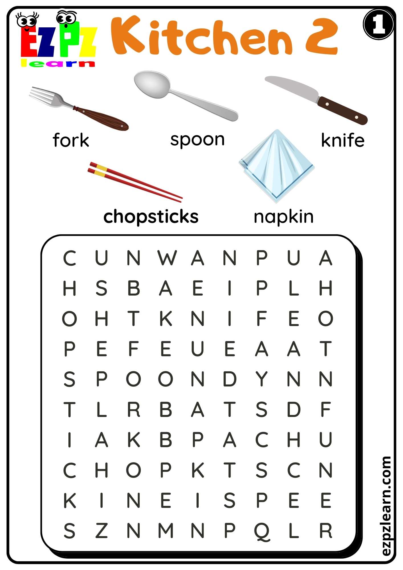 kitchen-utensils-word-search-worksheet-for-esl-and-homeschool-students